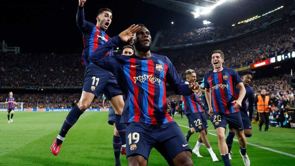 El FC Barcelona celebrando el tanto de la victoria